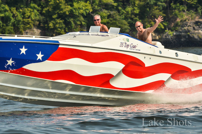 Patriotic Boating - Boat With American Flag